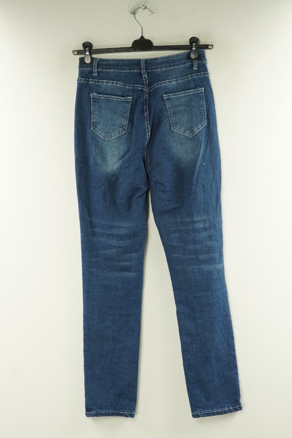 Spodnie niebieskie jeansowe z wysokim stanem - BRAK METKI Z NAZWĄ PRODUCENTA zdjęcie 2