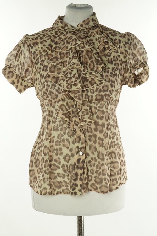 Koszula beżowa w cętki jedwabna - WAREHOUSE zdjęcie 1