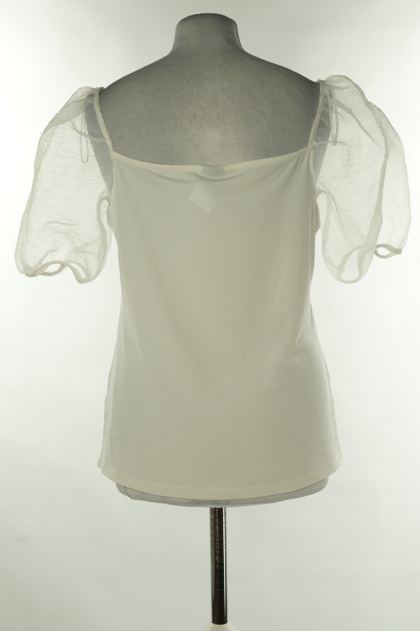 Bluzka biała z bufiastymi rękawami - GINATRICOT zdjęcie 2