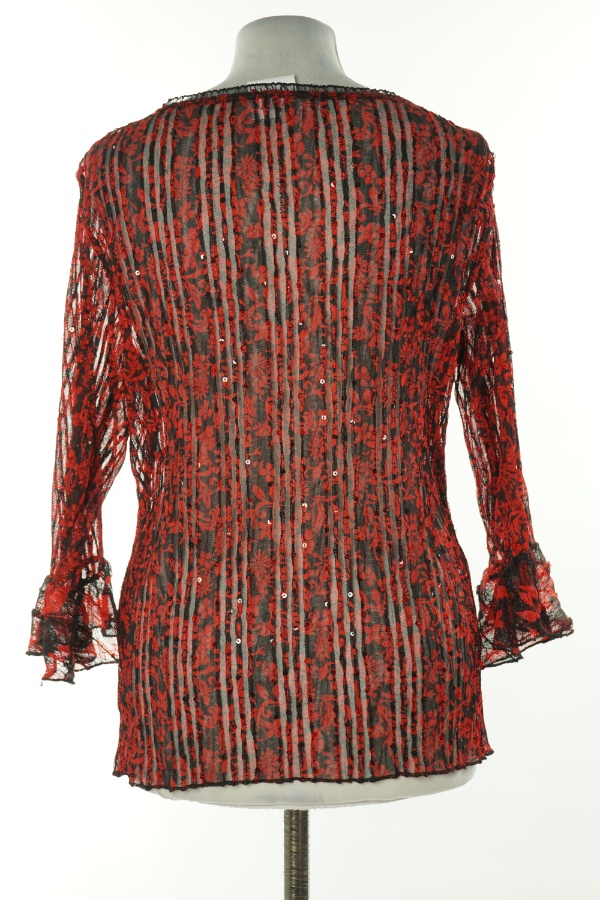 Bluzka czerwono-czarna prześwitująca - PER UNA zdjęcie 2