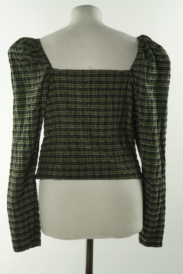 Bluzka zielono-czarna w kratkę - H&M zdjęcie 2