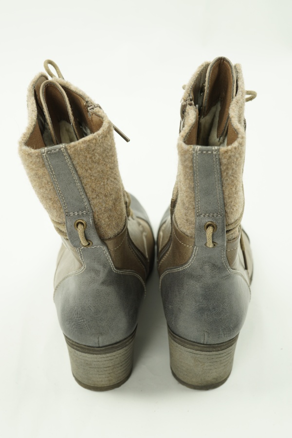 Kozaki beżowe z szarym czubem - RIEKER zdjęcie 3