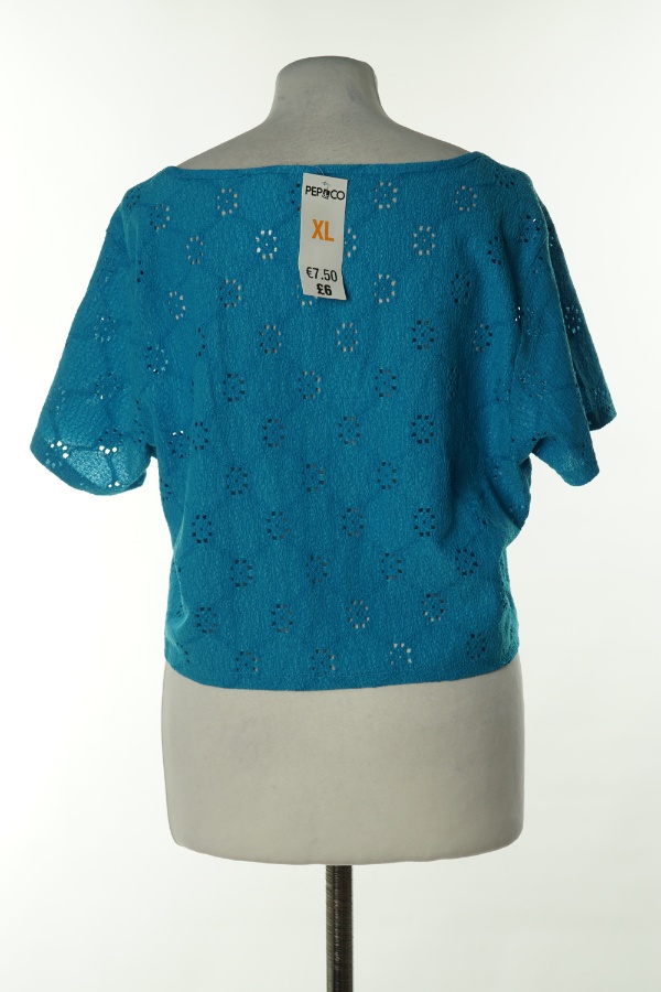 Bluzka niebieska ażurkowa - PEP & CO zdjęcie 2