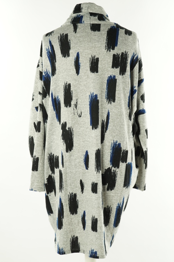 Tunika szara w czarno-granatowe mazaje - APRICOT zdjęcie 2