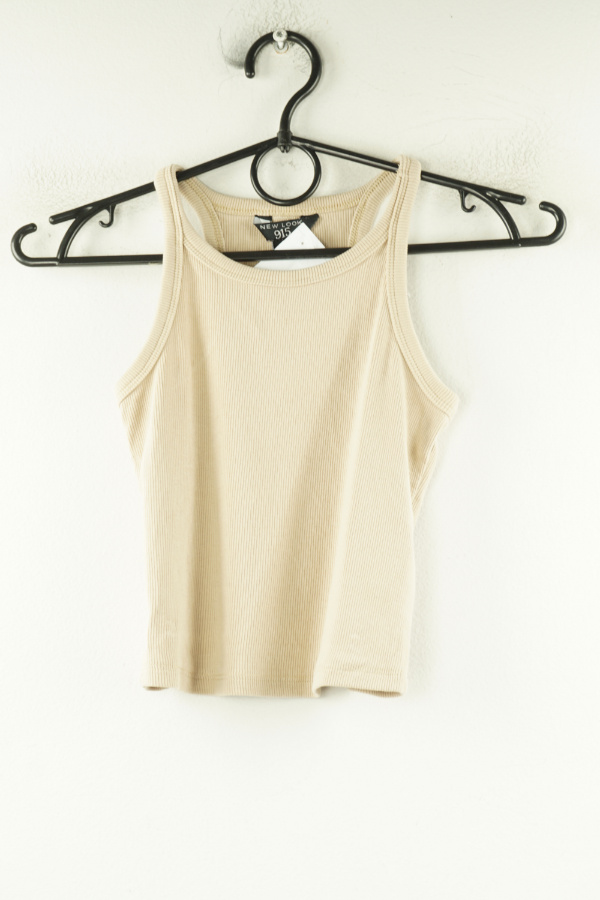 Bluzka beżowa prążkowana - NEW LOOK zdjęcie 1