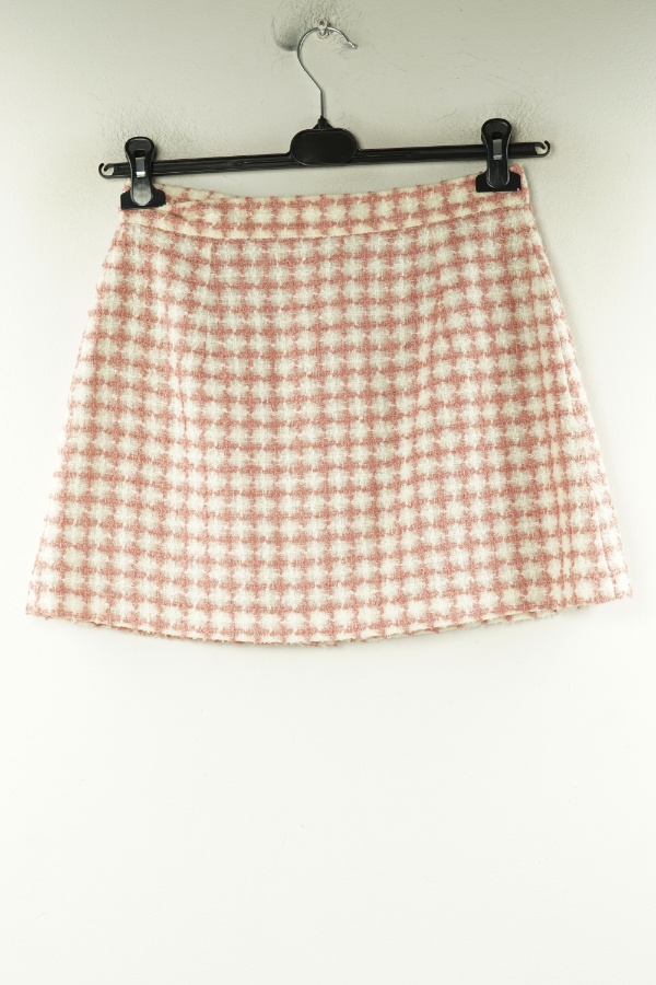 Spódnica biało-różowa w kratkę - BRAK METKI Z NAZWĄ PRODUCENTA zdjęcie 2