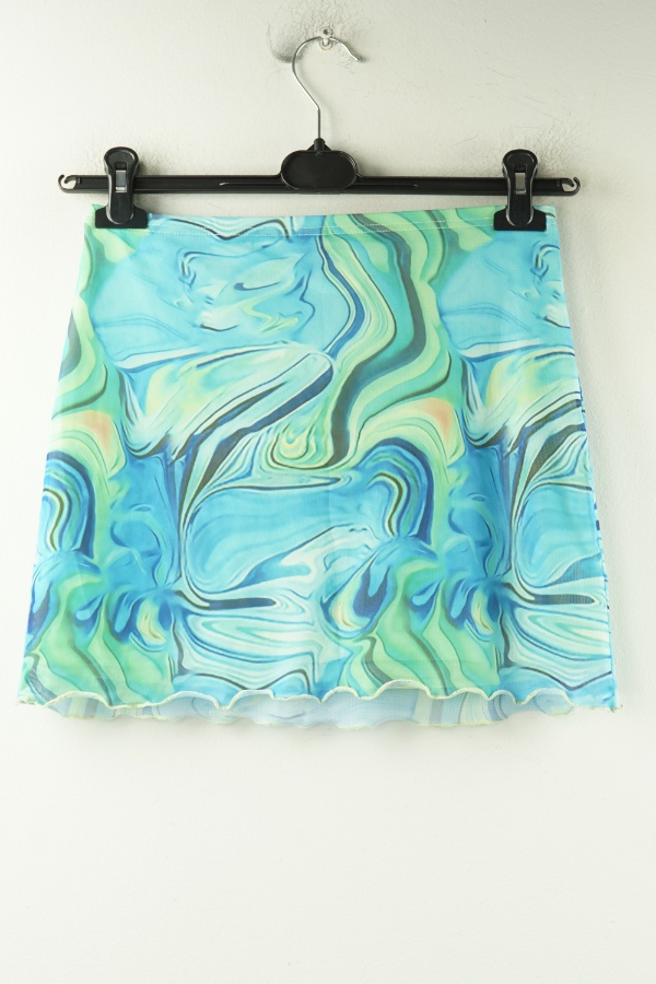 Spódnica niebiesko-zielona w siateczkowym wierzchem - SHEIN zdjęcie 2