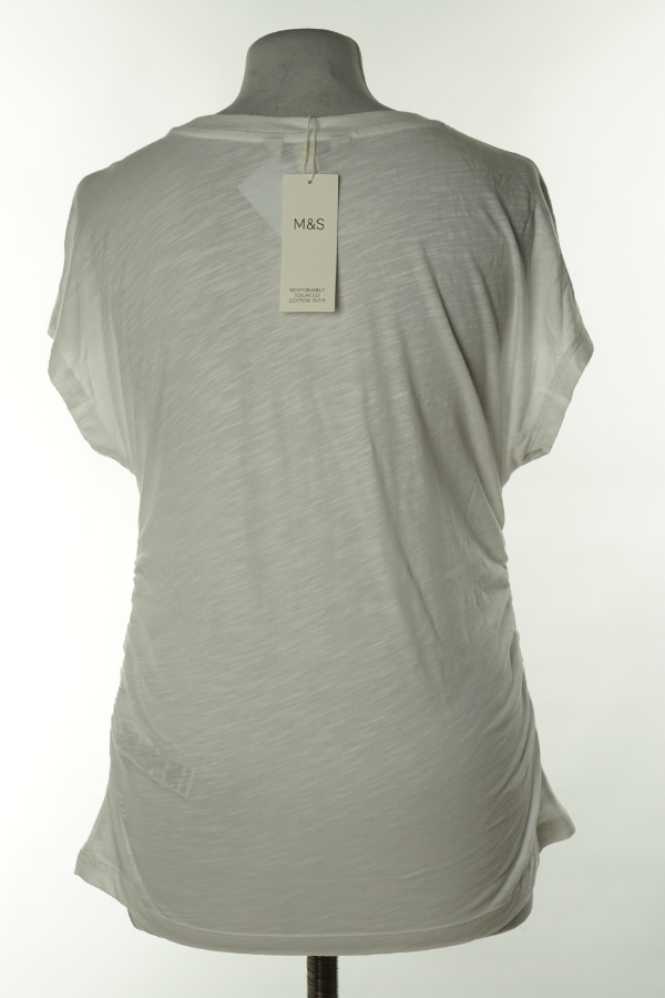 Koszulka biała z marszczeniami po bokach - M&S zdjęcie 2