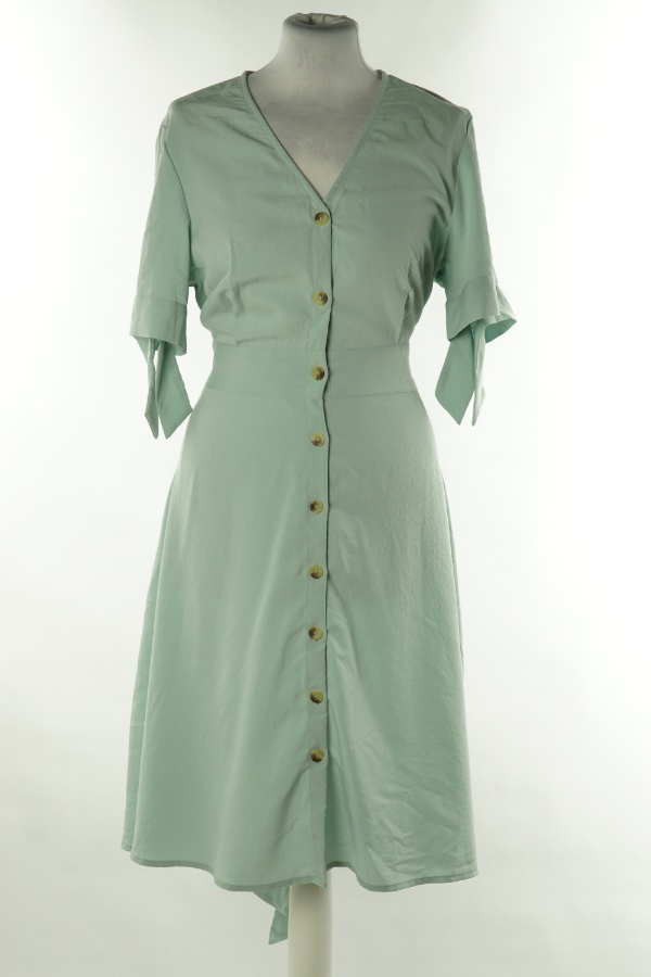 Sukienka seledynowa z paskiem - BUBBLEROOM zdjęcie 1