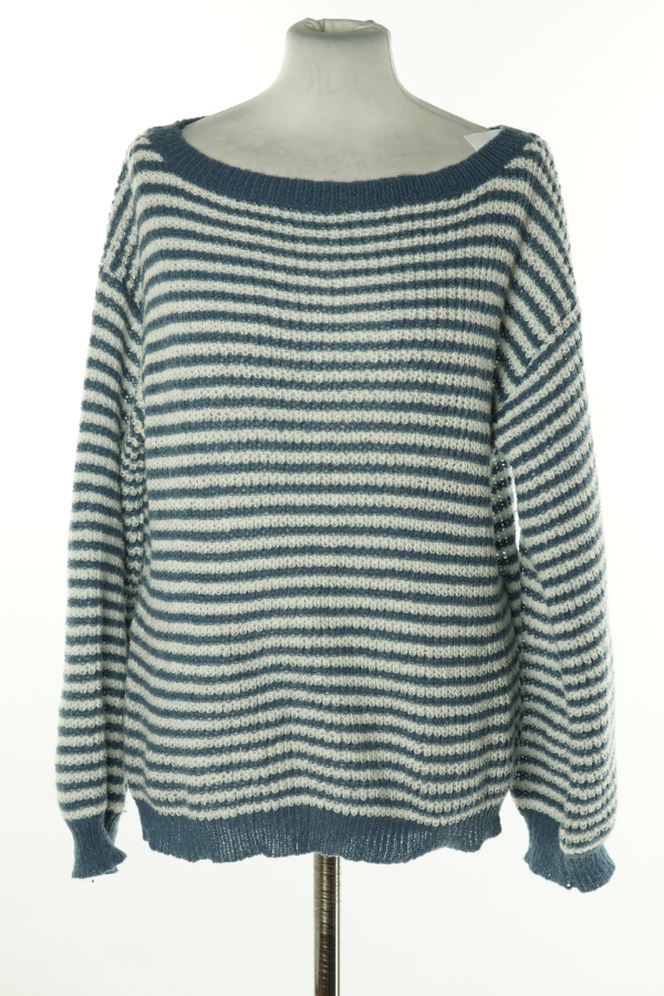 Sweter niebiesko-biały w paski - BRAK METKI Z NAZWĄ PRODUCENTA zdjęcie 1