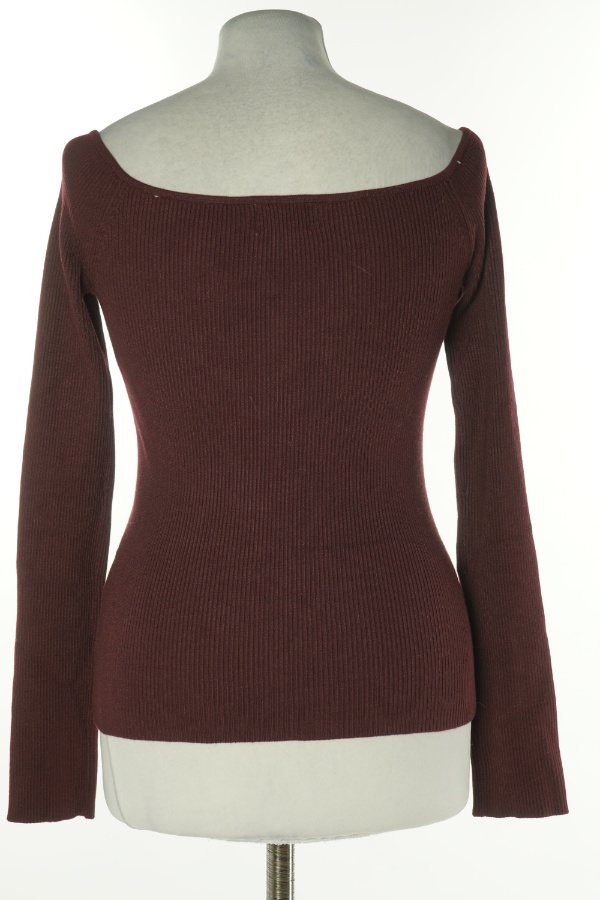 Bluzka bordowa prążkowana - H&M zdjęcie 2