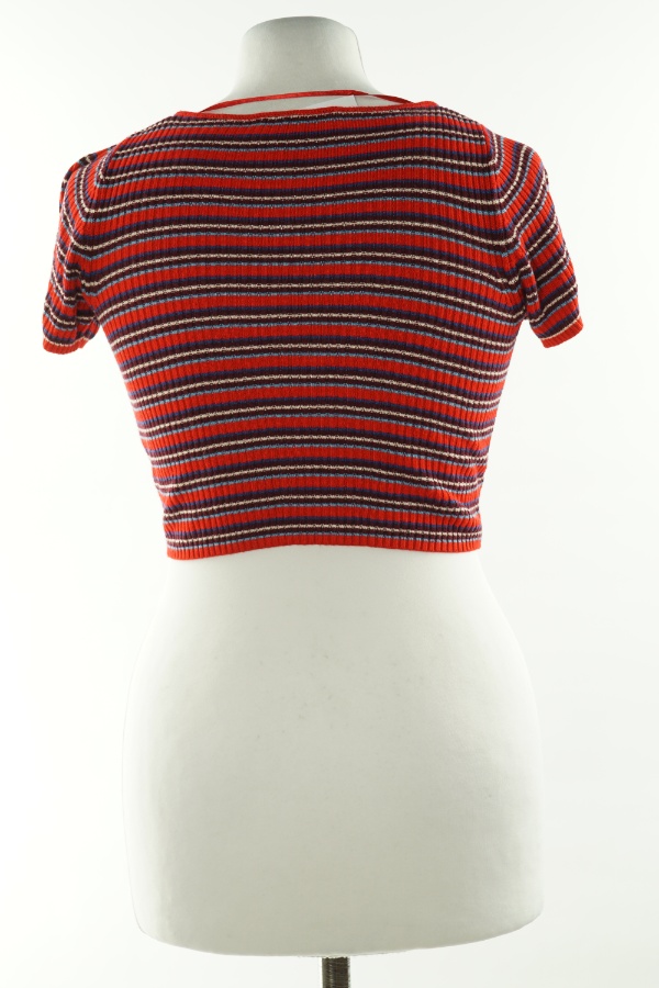 Top czerwony prążkowany w niebieskie paski - PULL&BEAR zdjęcie 2