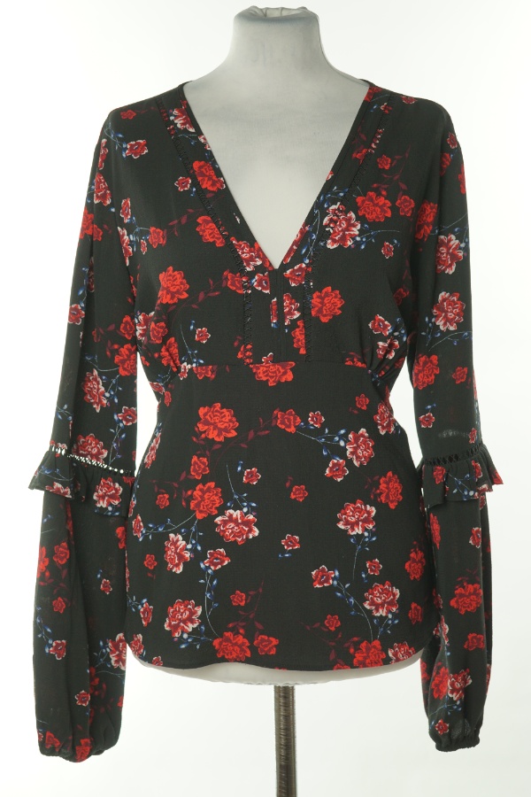 Bluzka czarna w czerwone kwiaty - PRIMARK zdjęcie 1