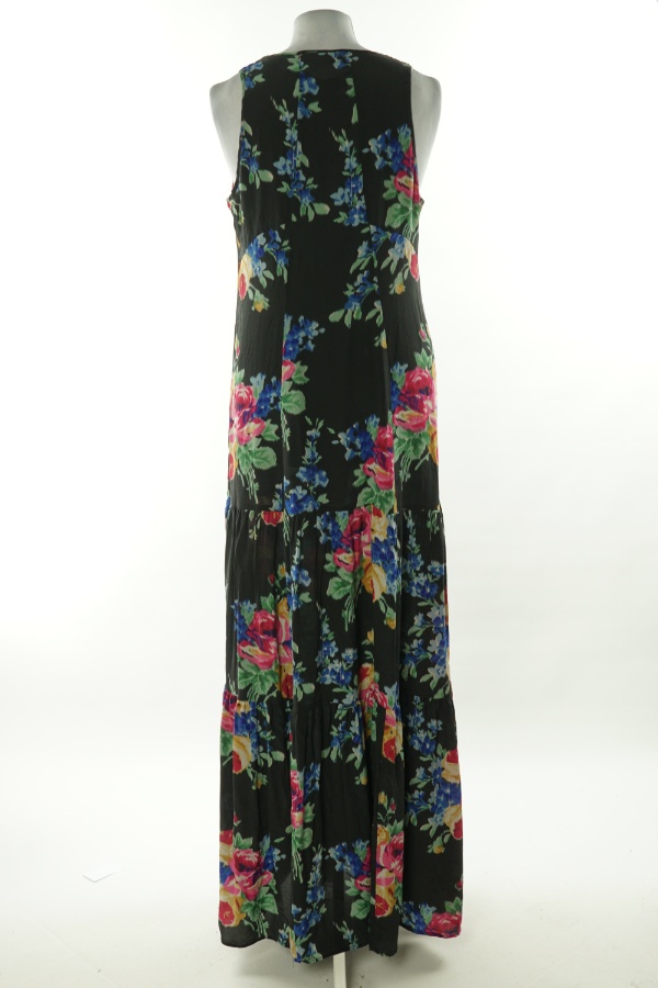 Sukienka długa czarna w kwiaty jedwabna - WAREHOUSE zdjęcie 2