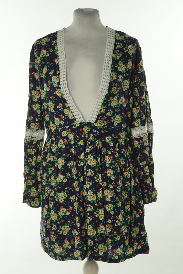 Sukienka granatowa w kwiatki - BOOHOO zdjęcie 1