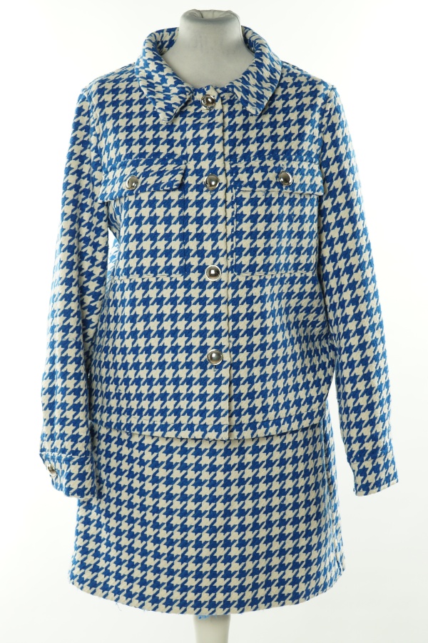 Spódnica+marynarka biało-niebieska w pepitkę - F&F zdjęcie 1