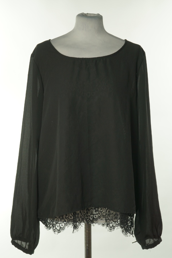 Bluzka czarna z koronkową wstawką z tyłu - AMISU zdjęcie 1