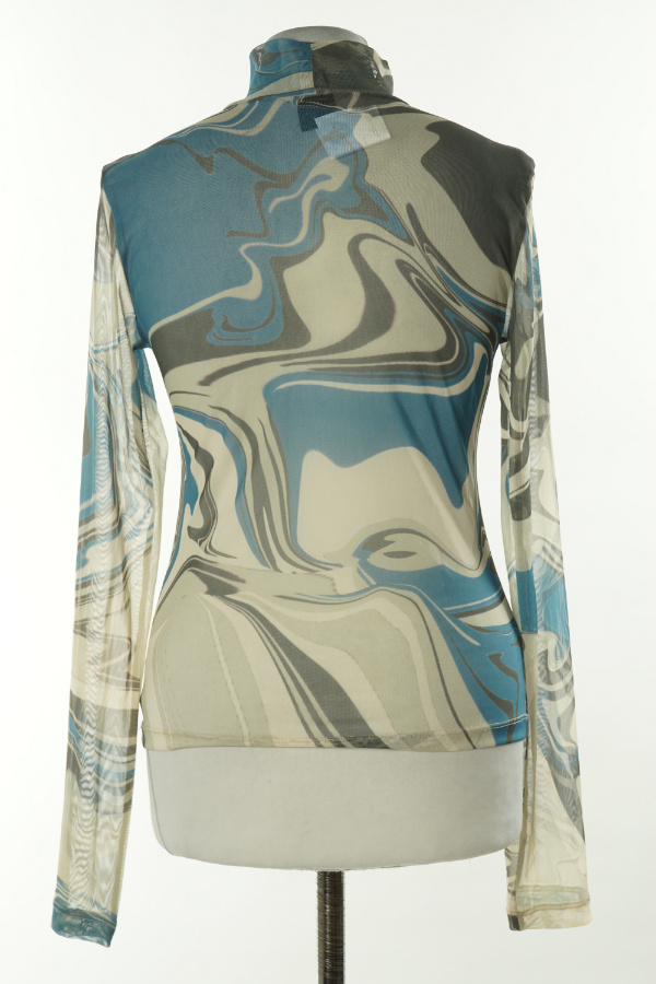 Bluzka niebiesko-beżowa siateczkowa - GINATRICOT zdjęcie 2