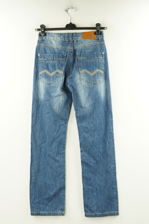 Spodnie niebieskie jeansowe z przetarciami - X-FILES JEANS zdjęcie 2