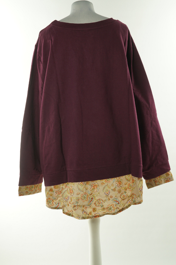 Bluza bordowa z wystającą koszula - SHEEGO zdjęcie 2