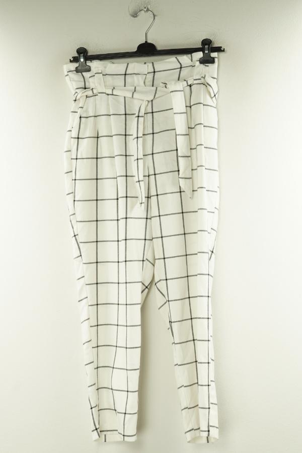 Spodnie materiałowe białe w czarną kratkę, PRIMARK - PRIMARK zdjęcie 1