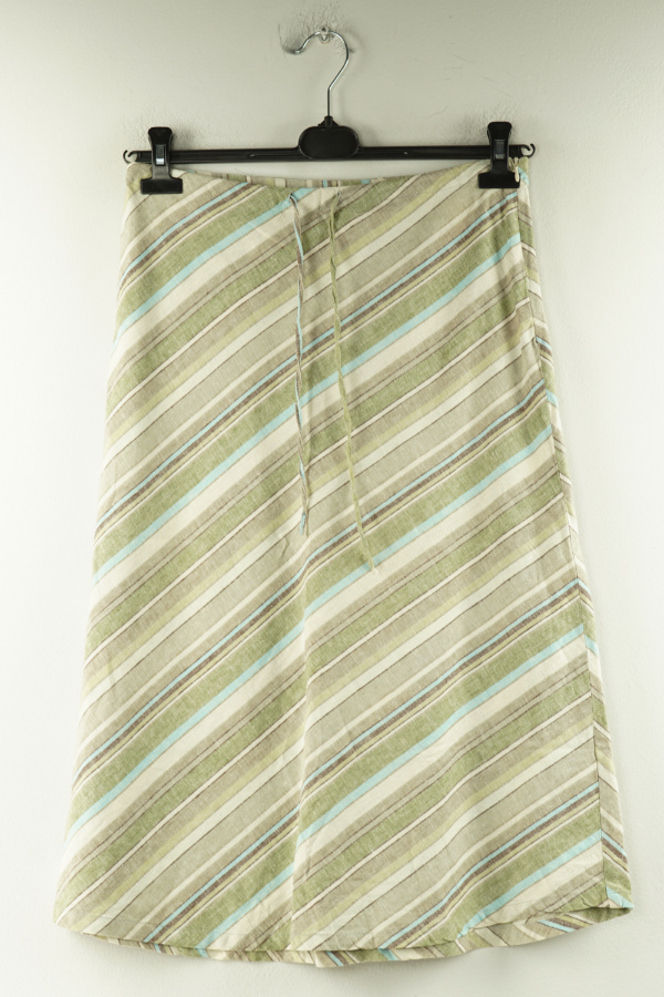 Spódnica w zielono - beżowe pasy, w składzie len (55%) i rayon (45%) - PRIMARK zdjęcie 1