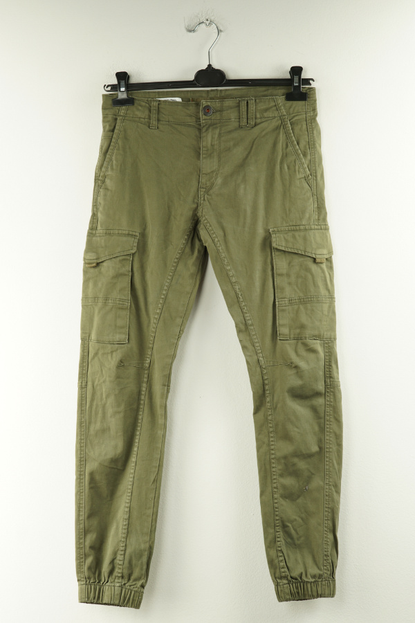 Spodnie z dużymi kieszeniami ciemnozielone jeansowe - JACK & JONES zdjęcie 1