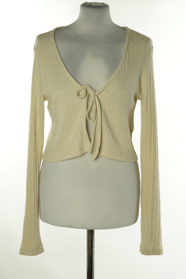 Bluzka beżowa z wiązaniem - NLY TREND zdjęcie 1