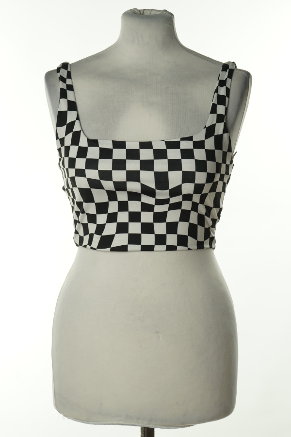 Top biało - czarny - BERSHKA zdjęcie 1