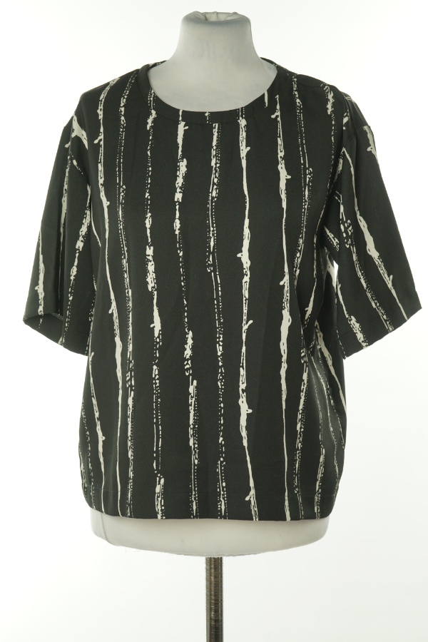 Bluzka czarna w białe paski - INSTINCT zdjęcie 1