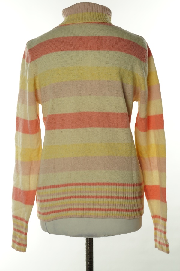 Sweter żółto-różowy pastelowy w paski wełniany - M&S zdjęcie 2