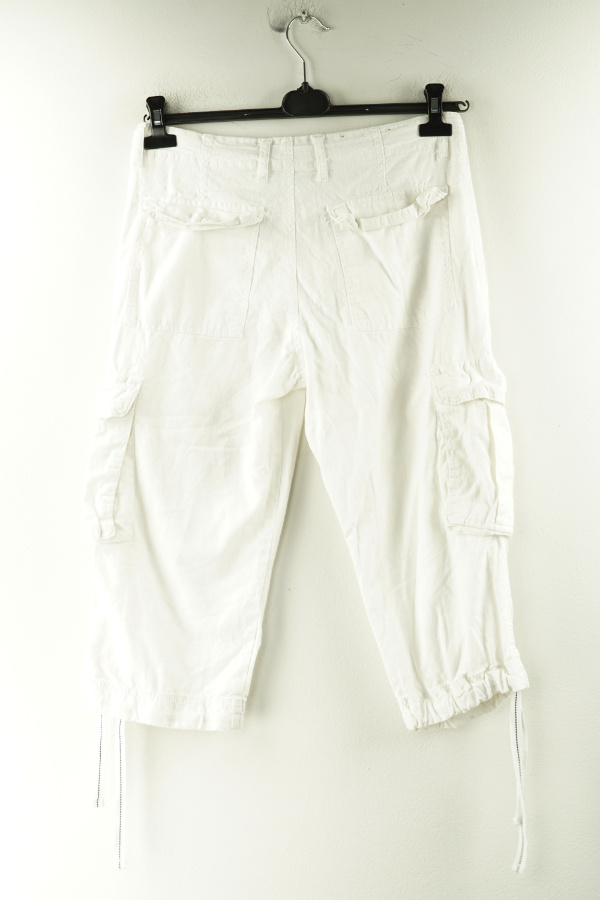 Spodnie materiałowe białe 3/4 (55%lnu) - DENIM CO zdjęcie 2