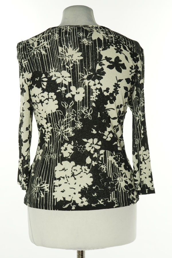 Bluzka czarno-biała w kwiaty - PETITE MINOSA zdjęcie 2