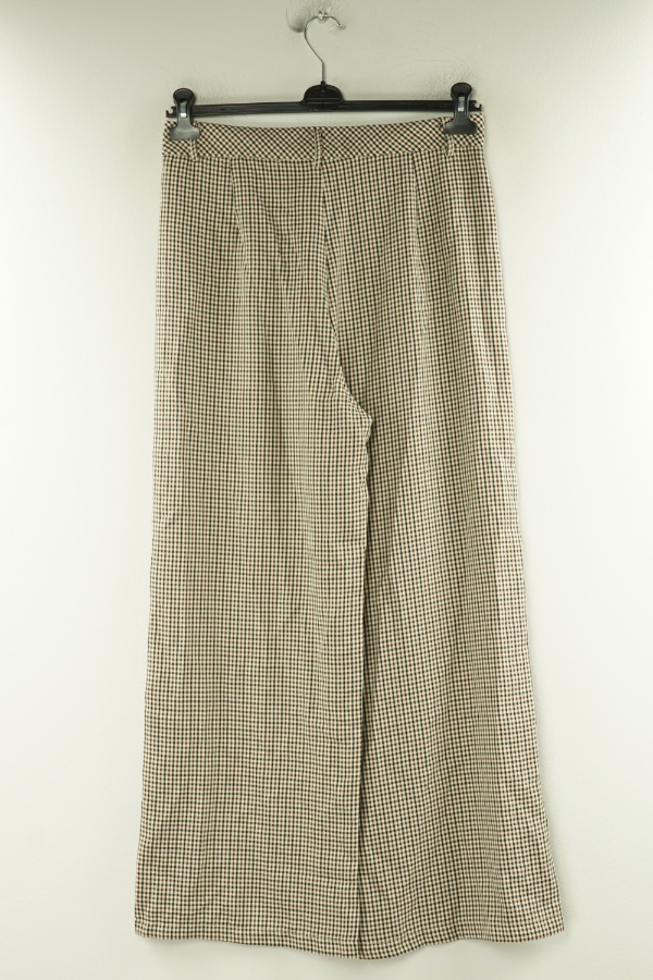 Spodnie materiałowe beżowe w kratkę - BRAK METKI Z NAZWĄ PRODUCENTA zdjęcie 2