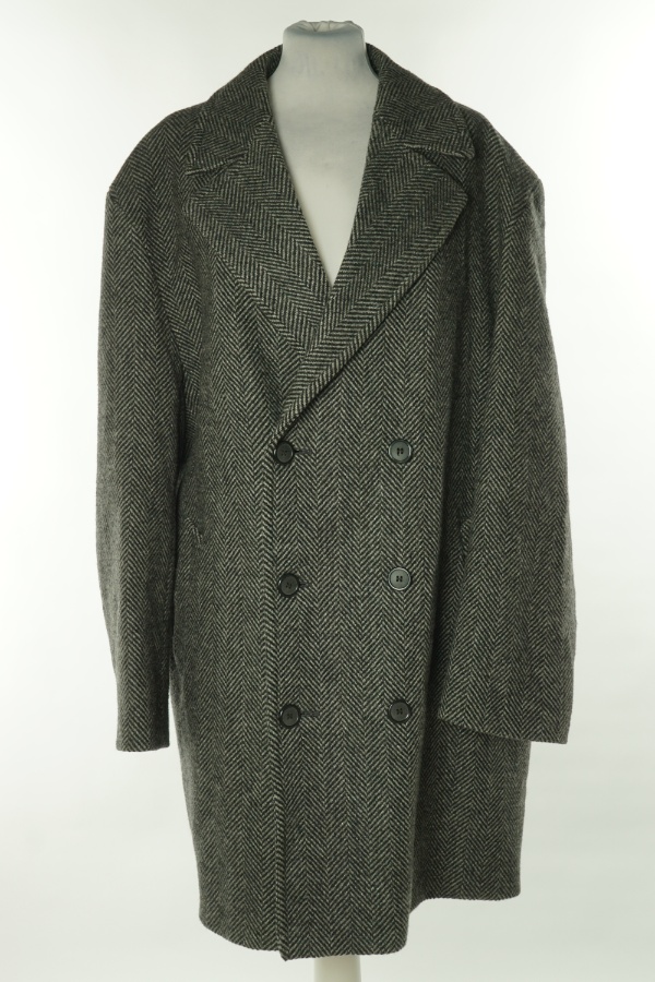 Płaszcz szaro-czarny w jodełkę - MADE IN BRITAIN zdjęcie 1