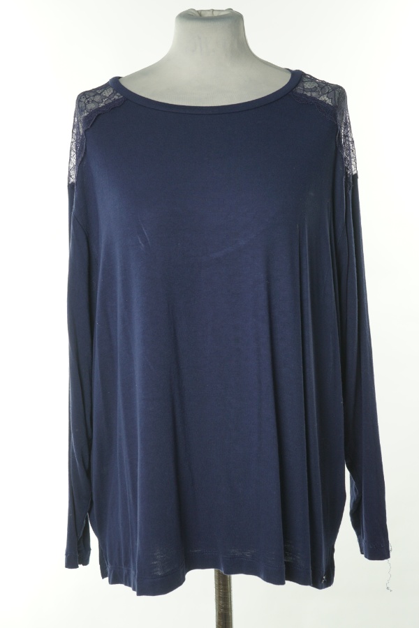 Bluzka granatowa z koronkowymi wstawkami - F&F zdjęcie 1