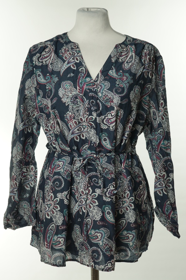 Bluzka granatowa wzorzysta, w składzie bawełna (70%) i jedwab (30%) H&M - H&M zdjęcie 1