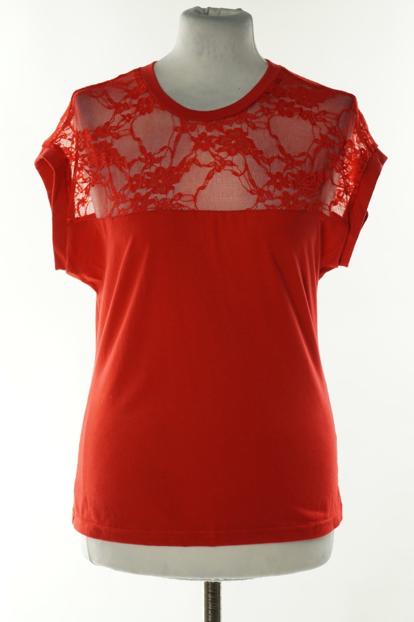 Bluzka czerwona z koronkową górą - SHEIN zdjęcie 1