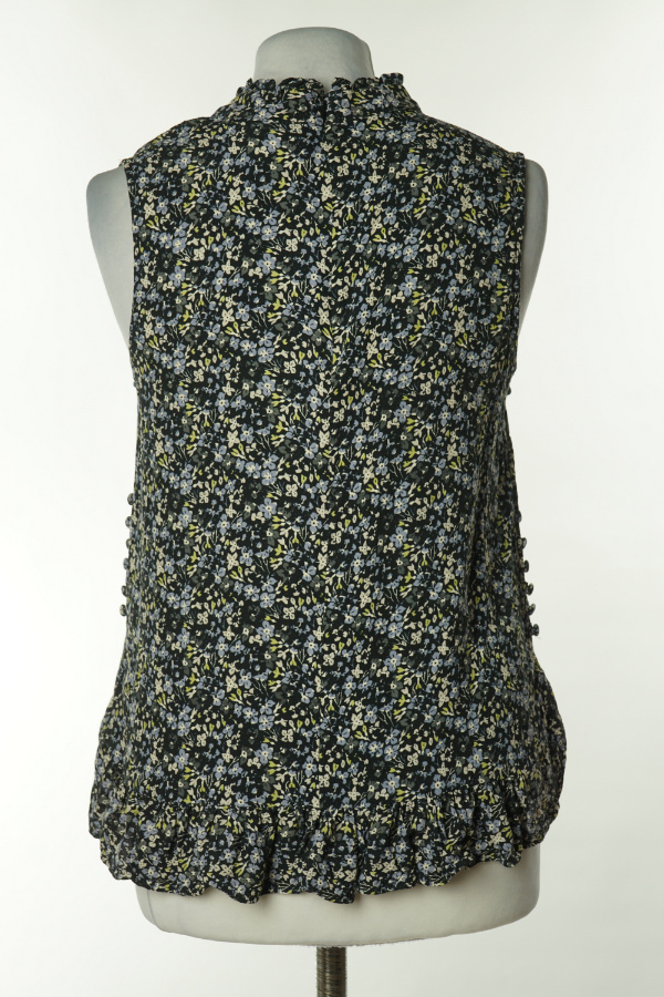 Bluzka czarna w kwiaty z falbaną na dole - NEXT zdjęcie 2