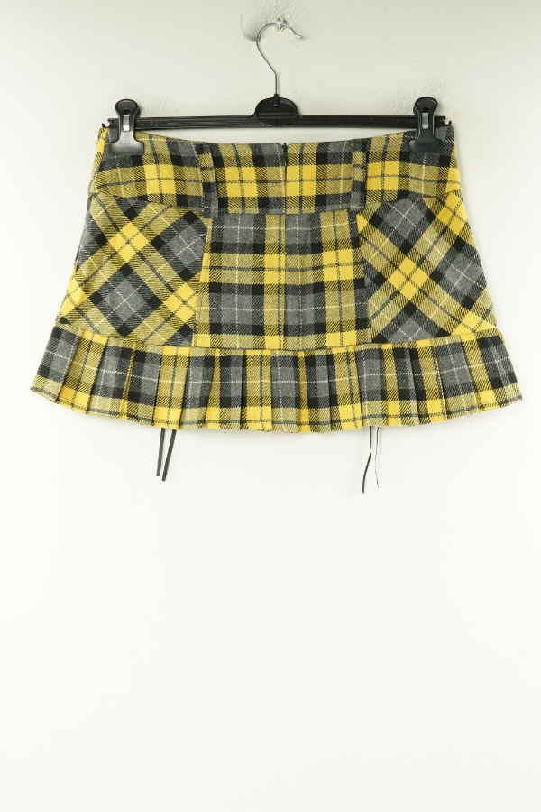 Spódnica szaro-żółta plisowana w kratkę(20%wełny) - RIVER ISLAND zdjęcie 2