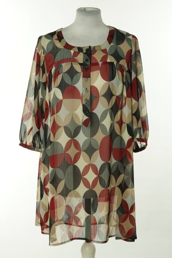 Bluzka beżowo-bordowa wzorzysta - KAPPAHL zdjęcie 1