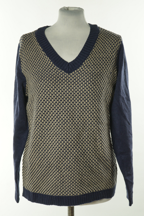 Sweter granatowo - beżowy - BRAK METKI Z NAZWĄ PRODUCENTA zdjęcie 1