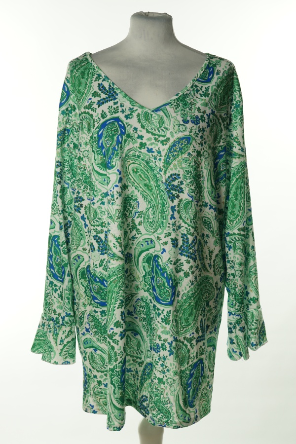 Bluzka biała w zielone i nibeieskie wzory - BRAK METKI Z NAZWĄ PRODUCENTA zdjęcie 1