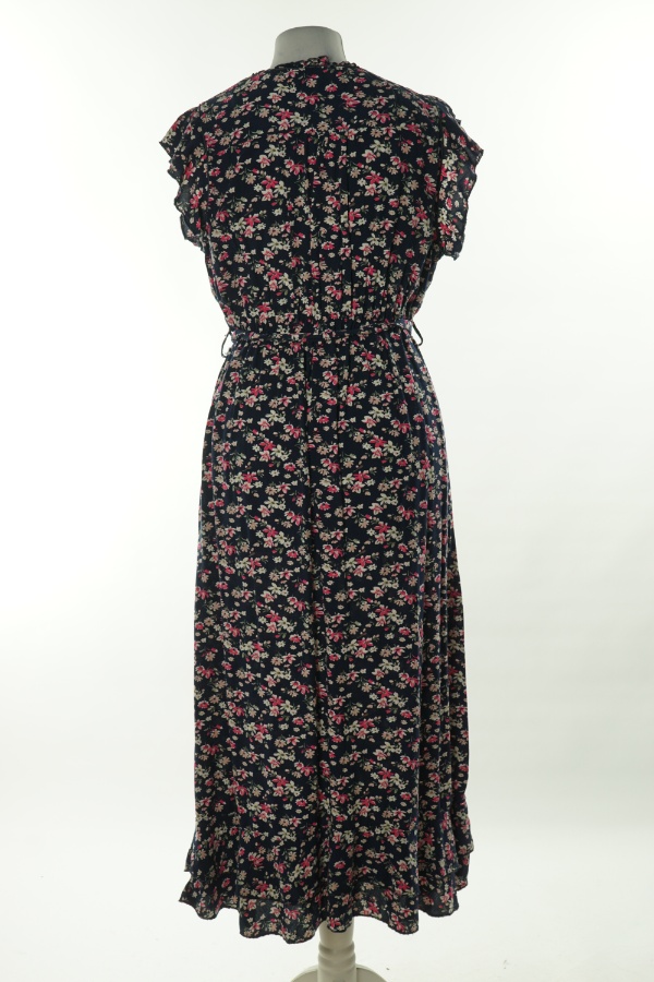 Sukienka granatowa w kwiatki z paskiem - APRICOT zdjęcie 2