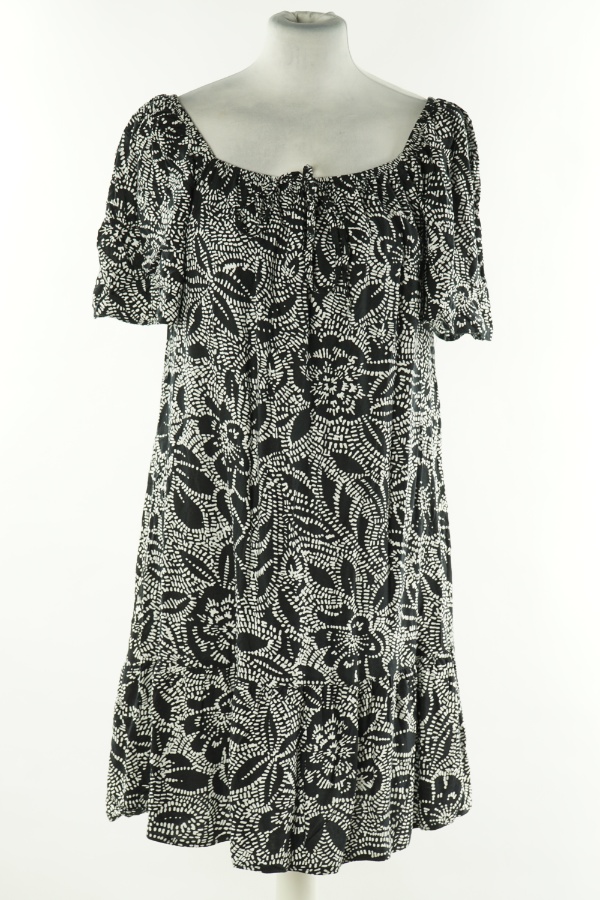 Sukienka czarna w białe wzory - PAPAYA zdjęcie 1