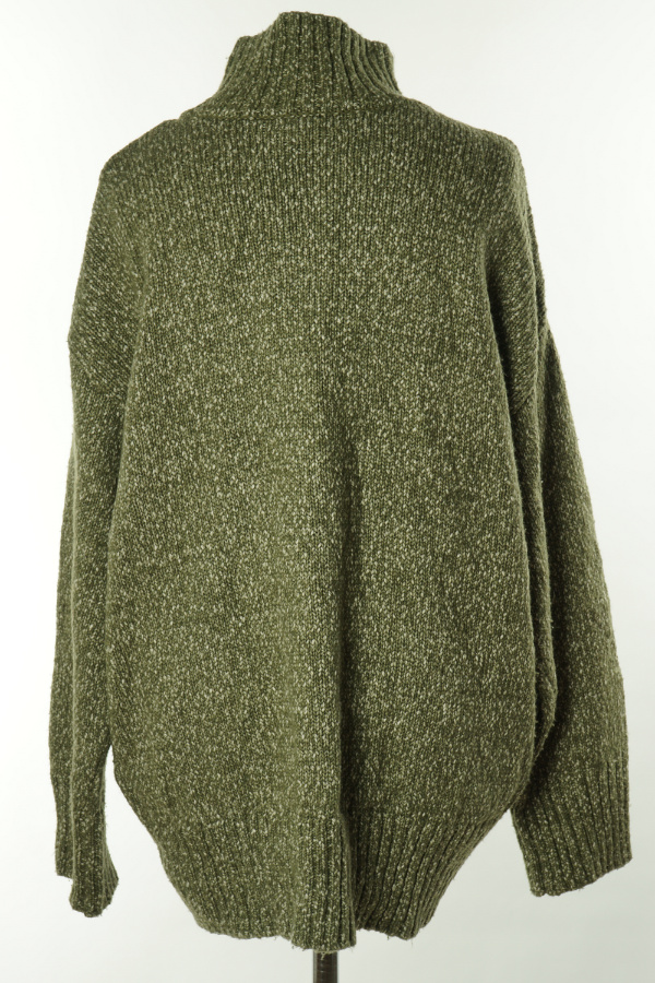 Sweter z wyższym kołnierzem zielony melanż - H&M zdjęcie 2