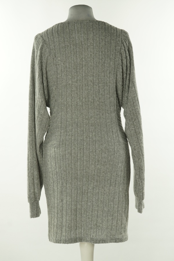 Sukienka sweterkowa szara prążkowana - BRAK METKI Z NAZWĄ PRODUCENTA zdjęcie 2