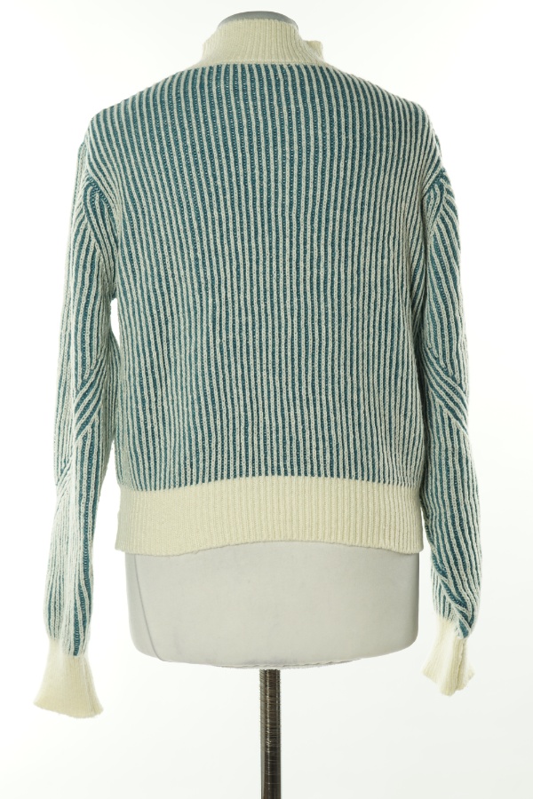 Sweter niebiesko-kremowy w paski - SHEIN zdjęcie 2