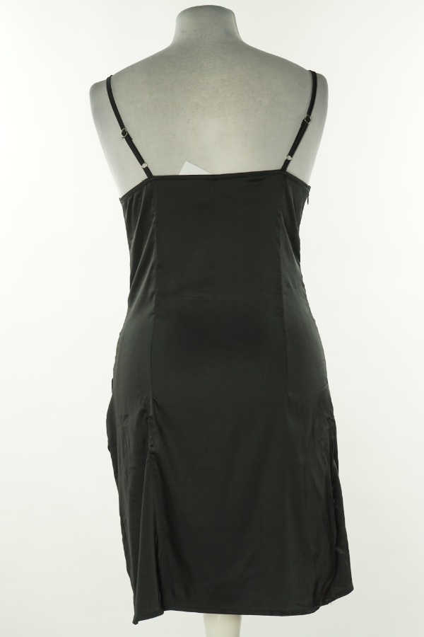 Sukienka czarna połyskująca z drapowaniem - SHEIN zdjęcie 2