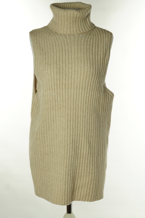 Kamizelka beżowa sweterkowa prążkowana - H&M zdjęcie 1